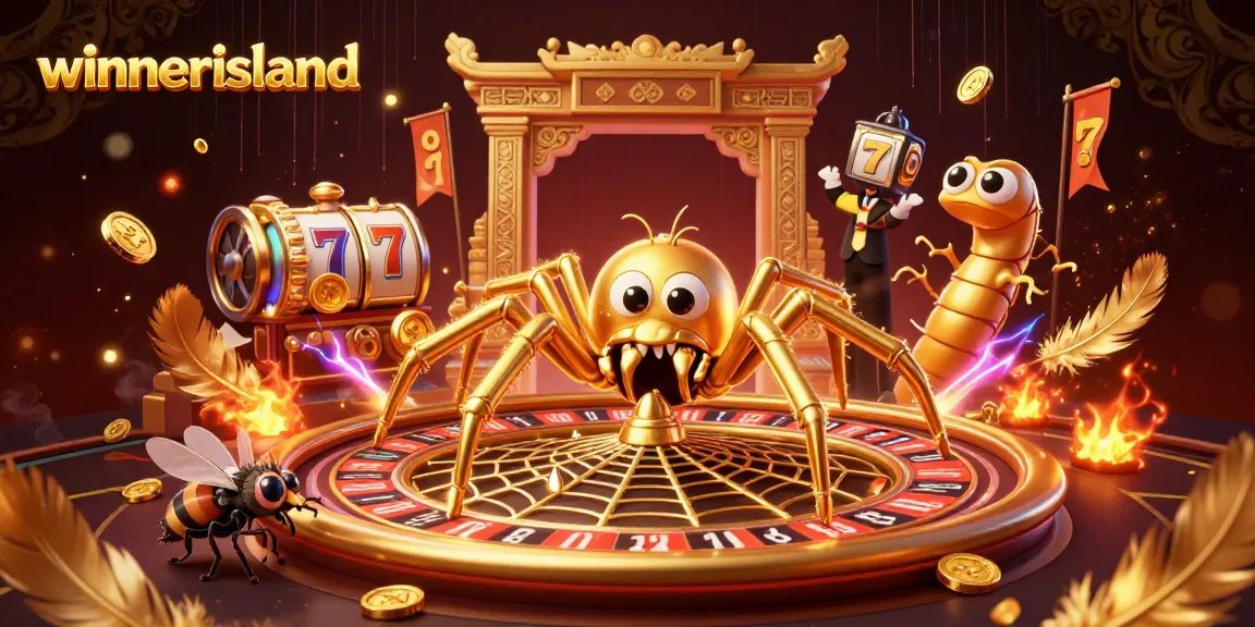 Experience the thrill of betting at Winnerisland Casino with a golden spider and captivating game elements.