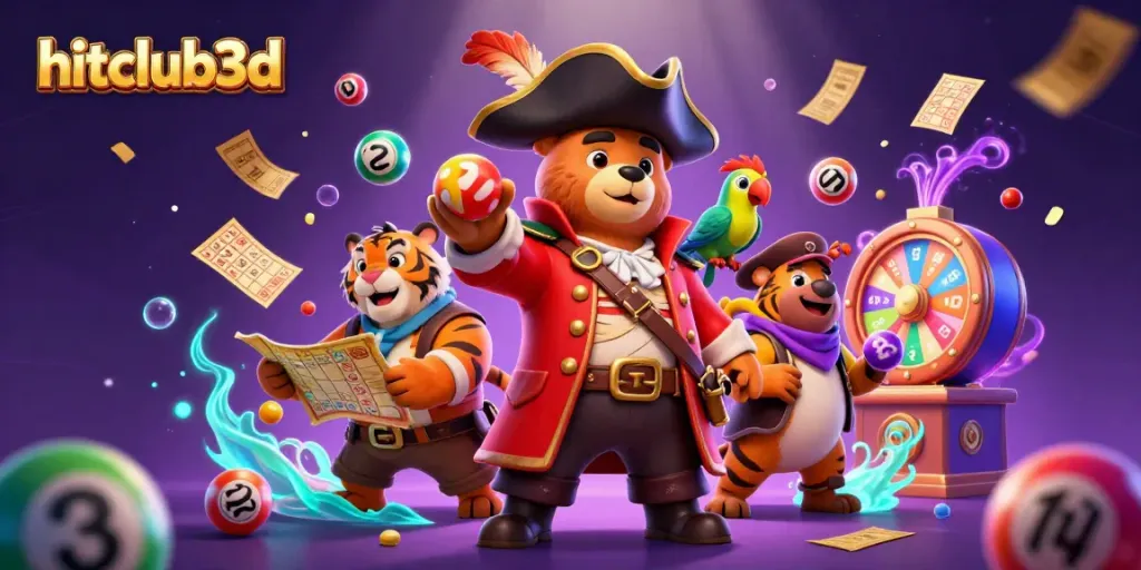Experience excitement with hitclub3d's vibrant 3D cartoon gaming scene featuring dynamic casino elements.