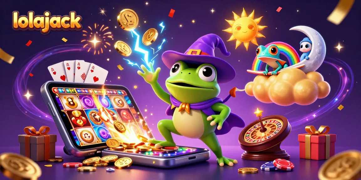 Experience thrilling wins at lolajack Casino with a magical storm of coins, animated characters, and casino games.