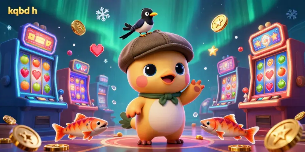 Engage with kqbd h's vibrant casino scene featuring cute Nessie and flashy slots.